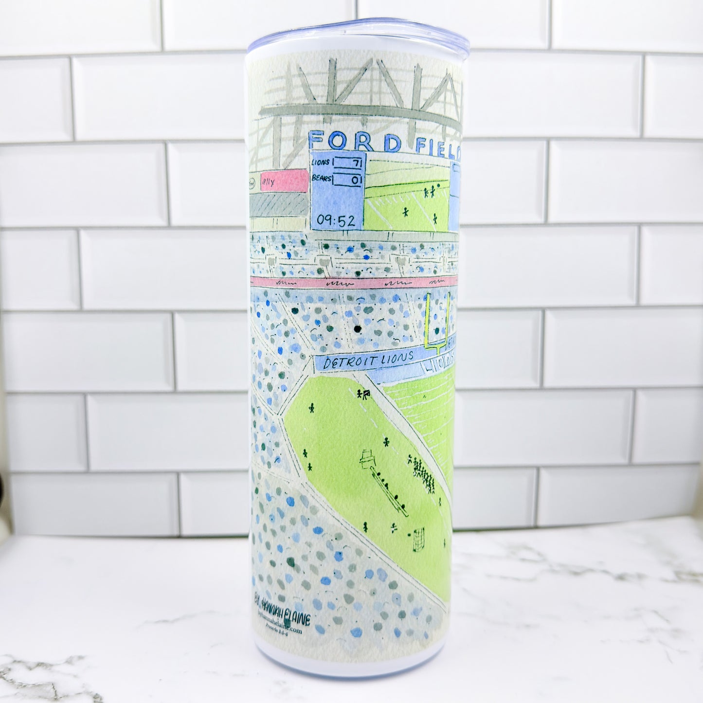 "Ford Field" 20z Metal Skinny Tumbler w/ Metal Straw