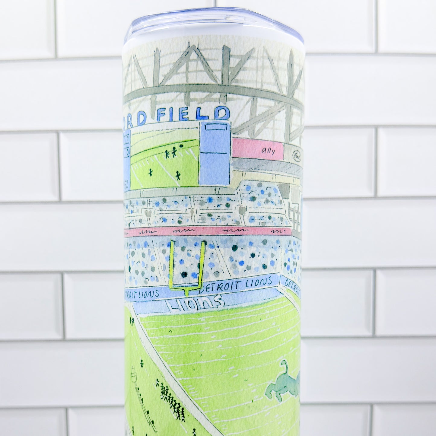 "Ford Field" 20z Metal Skinny Tumbler w/ Metal Straw