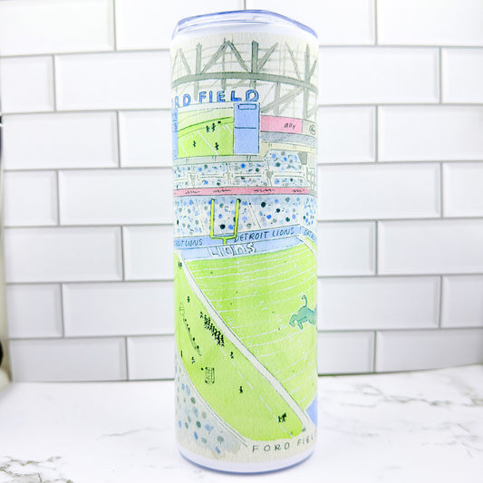 "Ford Field" 20z Metal Skinny Tumbler w/ Metal Straw